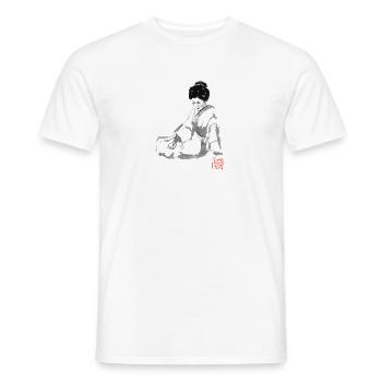 Geisha und Fan - Männer T-Shirt - Weiß - Vorne - AI Model Male 178 dark (178cm)