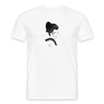 Geisha Rote Lippen - Männer T-Shirt - Weiß - Vorne - AI Model Male 178 dark (178cm)