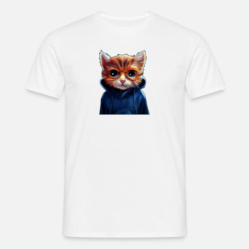 Süße Katze mit Pullover - Männer T-Shirt - Weiß