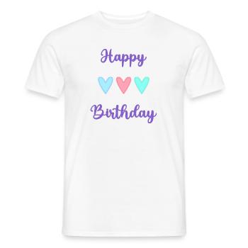 HAPPY BIRTHDAY. HAPPY BIRTHDAY. ANNIVERSARY. - Men's T-Shirt - white - Front - AI Model Male 178 dark (178cm)
