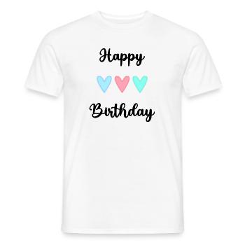 HAPPY BIRTHDAY. HAPPY BIRTHDAY. ANNIVERSARY. - Men's T-Shirt - white - Front - AI Model Male 178 dark (178cm)