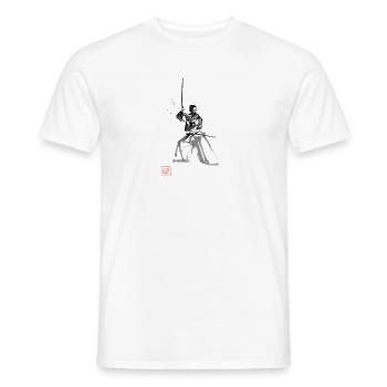 Samurai on guard - Men's T-Shirt - white - Front - AI Model Male 178 dark (178cm)