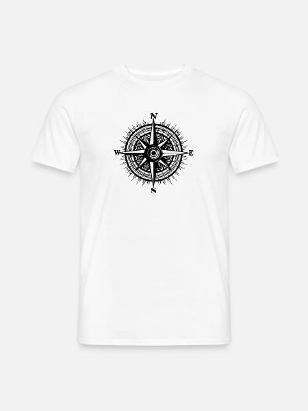 Kompass Nautik Segelboot Seefahrer - Männer T-Shirt - Weiß