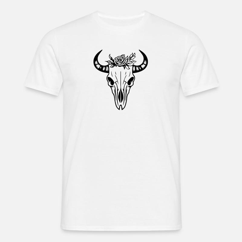 Kuh Schädel Boho - Männer T-Shirt - Weiß