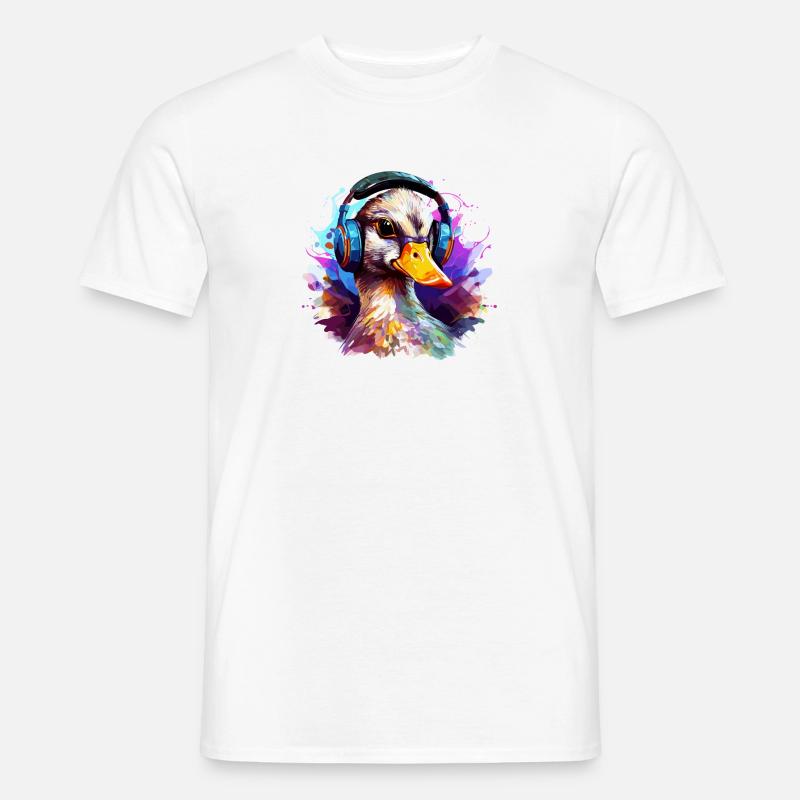Funky Ente mit Kopfhörer Graffiti-Style - Männer T-Shirt - Weiß