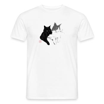 2 Katzen - Männer T-Shirt - Weiß - Vorne - AI Model Male 178 dark (178cm)