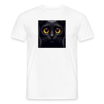 Chat noir mignon avec de grands yeux jaunes - T-shirt homme - blanc - Devant - AI Model Male 178 dark (178cm)