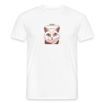 La maison, c’est là où le chat règne - T-shirt homme - blanc - Devant - AI Model Male 178 dark (178cm)