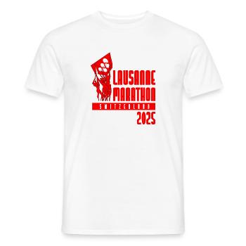 Marathon de Lausanne - 2025 - Suisse - T-shirt homme - blanc - Devant - AI Model Male 178 dark (178cm)
