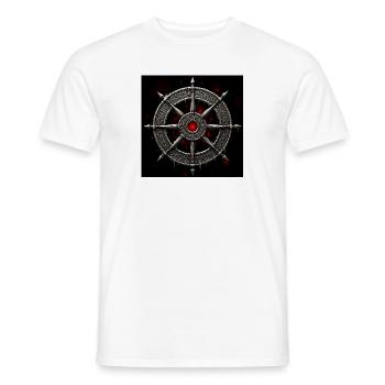 Ornament, achtstrahliger Stern vor Ring, Metall - Männer T-Shirt - Weiß - Vorne - AI Model Male 178 dark (178cm)