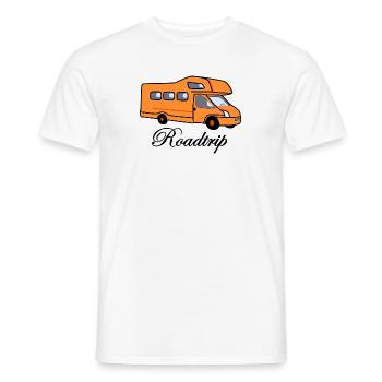 Road trip with the camper - for travelers - Men's T-Shirt - white - Front - AI Model Male 178 dark (178cm)
