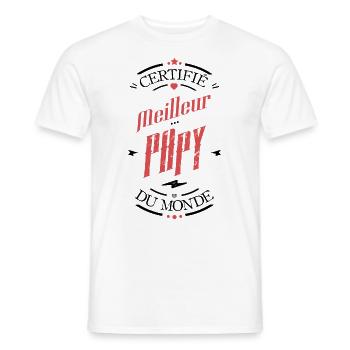 Certifie meilleur papy du monde - T-shirt homme - blanc - Devant - AI Model Male 178 dark (178cm)