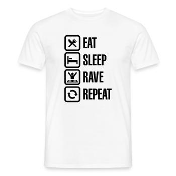 Eat sleep rave repeat - T-shirt homme - blanc - Devant - AI Model Male 178 dark (178cm)