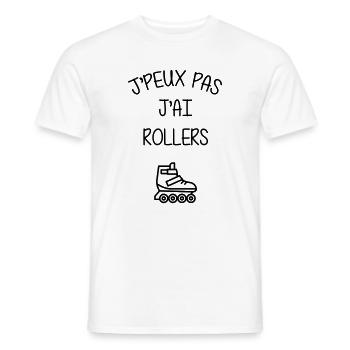 Rollers / Sport / Sportif / J'peux pas / Athlète - T-shirt homme - blanc - Devant - AI Model Male 178 dark (178cm)