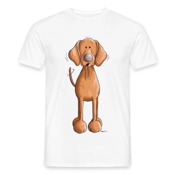 Happy Vizsla - T-shirt homme - blanc - Devant - AI Model Male 178 dark (178cm)