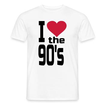 I love the 90's heart 90s fan 90s music - Men's T-Shirt - white - Front - AI Model Male 178 dark (178cm)