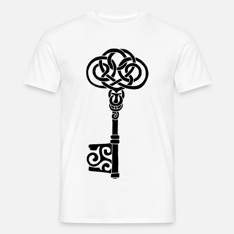 Schwarzer keltischer Schlüssel - Männer T-Shirt - Weiß
