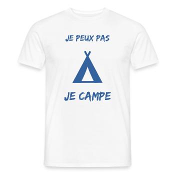 CAMPING. CAMPER. JE PEUX PAS. HUMOUR. VACANCES - T-shirt homme - blanc - Devant - AI Model Male 178 dark (178cm)