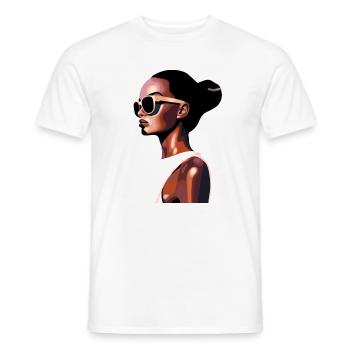 Stilvolles modernes Porträt mit Sonnenbrille - Männer T-Shirt - Weiß - Vorne - AI Model Male 178 dark (178cm)
