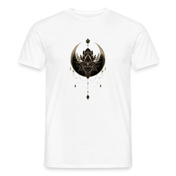 Atemberaubender goldener schwarzer Mond mit Lotusblume. - Männer T-Shirt - Weiß - Vorne - AI Model Male 178 dark (178cm)