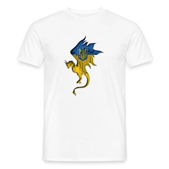 Flag of Ukraine - Ukraine - Dragon Silhouette - Men's T-Shirt - white - Front - AI Model Male 178 dark (178cm)