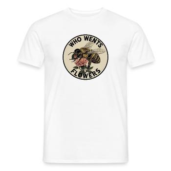 Abeille avec casque et motif floral - T-shirt homme - blanc - Devant - AI Model Male 178 dark (178cm)