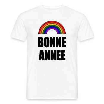 HAPPY NEW YEAR. NEW YEAR'S EVE. NEW YEAR - Men's T-Shirt - white - Front - AI Model Male 178 dark (178cm)