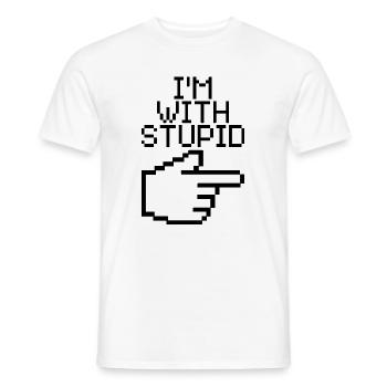 I'm With Stupid – Lustiger IT Spruch - Men's T-Shirt - white - Front - AI Model Male 178 dark (178cm)