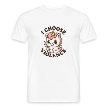 Licorne rebelle – I Choose Violence - T-shirt homme - blanc - Devant - AI Model Male 178 dark (178cm)