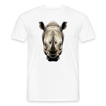 Rhino Illustration - Men's T-Shirt - white - Front - AI Model Male 178 dark (178cm)