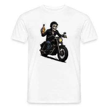 Motard squelette avec bouteille - T-shirt homme - blanc - Devant - AI Model Male 178 dark (178cm)