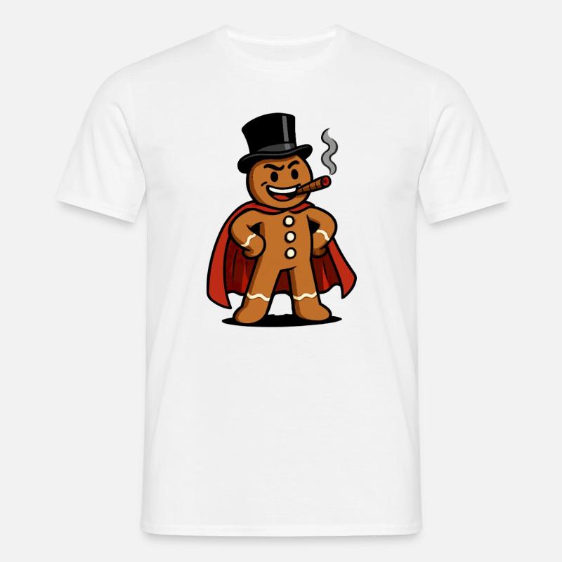 Lebkuchenheld mit Zigarre - Männer T-Shirt - Weiß