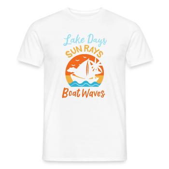 Lake Days Sun Rays Boat Waves Retro Sailing Art - Männer T-Shirt - Weiß - Vorne - AI Model Male 178 dark (178cm)