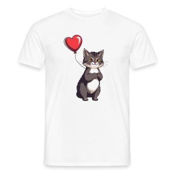 Katze mit Herz Ballon Geschenk Geburtstag - Männer T-Shirt - Weiß - Vorne - AI Model Male 178 dark (178cm)