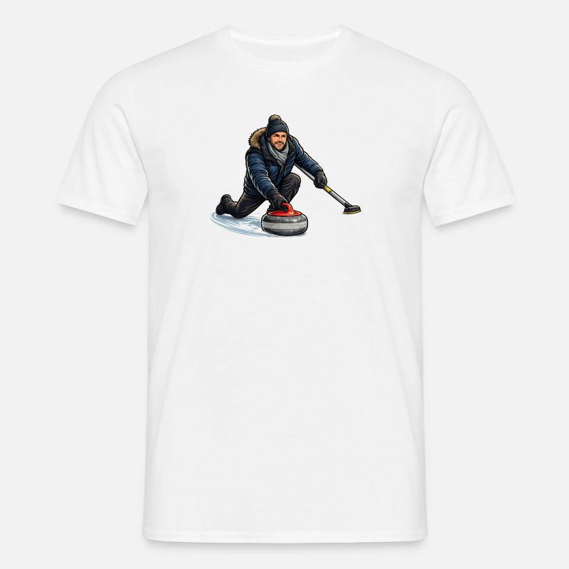 Curlingheld im Eiswind - Männer T-Shirt - Weiß