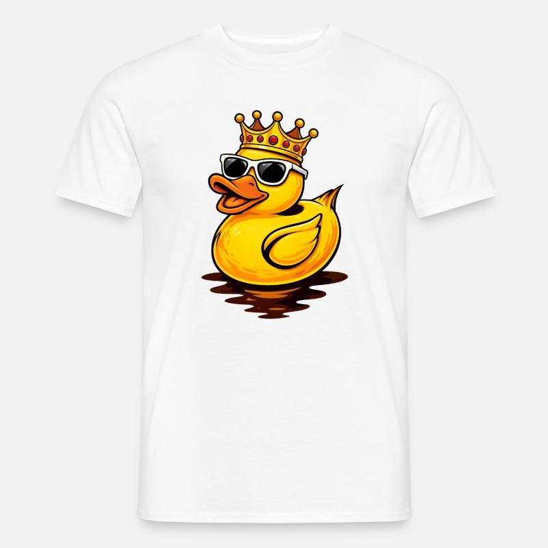 Coole Gummiente mit Krone und Sonnenbrille - Männer T-Shirt - Weiß