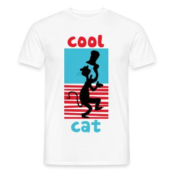 Le Chat Chapeauté Design Chat Cool Bleu-Rouge - T-shirt homme - blanc - Devant - AI Model Male 178 dark (178cm)