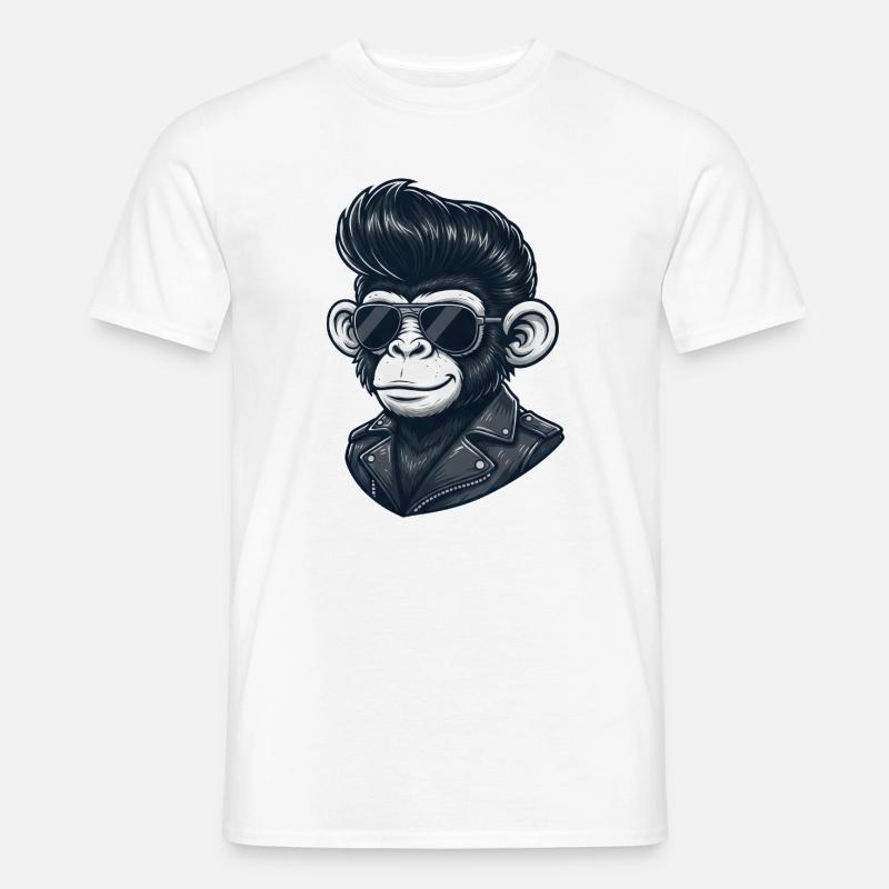 Cool Monkey Chimpanzee Sunglasses Rock and Roll - Mænd T-shirt - hvid