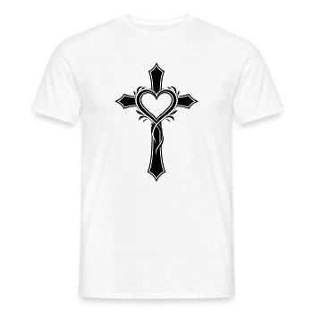Jésus symbole de croix de cœur - T-shirt homme - blanc - Devant - AI Model Male 178 dark (178cm)