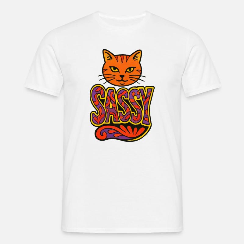Sassy Cat Psychedelic Script - Men's T-Shirt - white