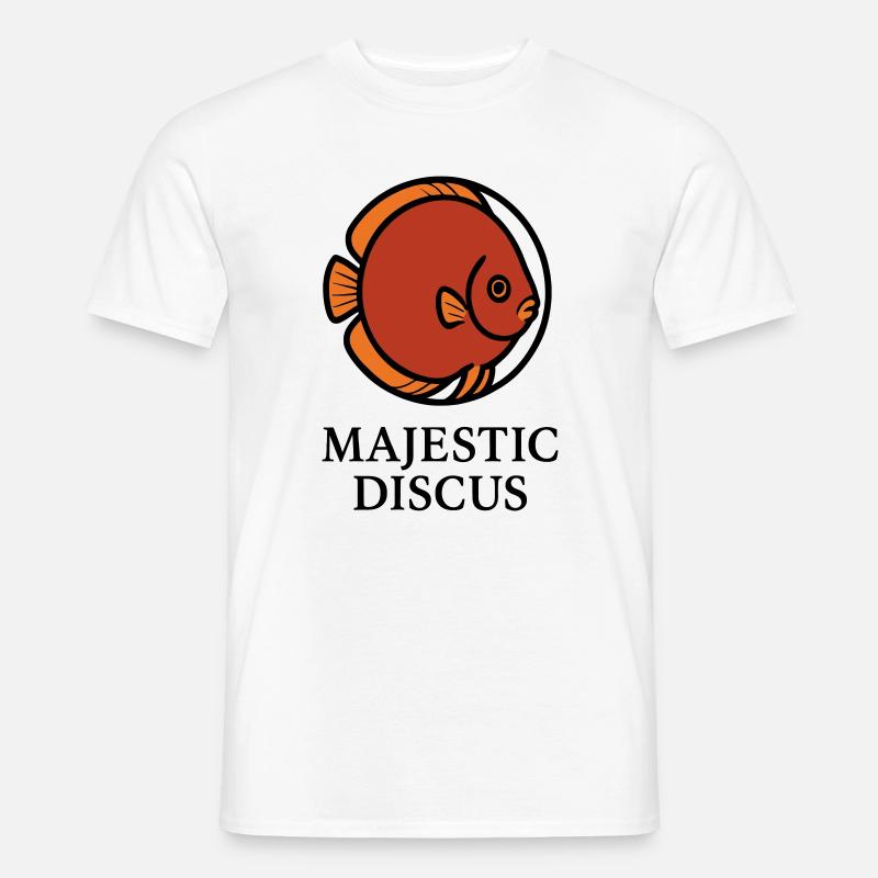 Majestätischer kreisförmiger Diskusfisch-Logo - Männer T-Shirt - Weiß