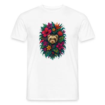 Ferret Tropical Exotic Hibiscus Flowers - Men's T-Shirt - white - Front - AI Model Male 178 dark (178cm)