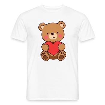 Ours au cadeau de cœur rouge - T-shirt homme - blanc - Devant - AI Model Male 178 dark (178cm)