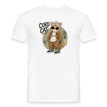 Corduroy cat in chill look - Men's T-Shirt - white - Front - AI Model Male 178 dark (178cm)