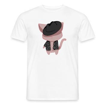 Chat danseur - T-shirt homme - blanc - Devant - AI Model Male 178 dark (178cm)