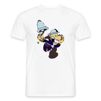 Dessin animé de crieur drôle avec une cloche - T-shirt homme - blanc - Devant - AI Model Male 178 dark (178cm)
