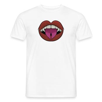 Lippen mit Gradient-Zunge und Vampirzähnen - Männer T-Shirt - Weiß - Vorne - AI Model Male 178 dark (178cm)