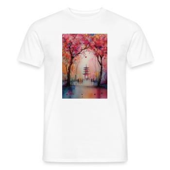 Herbstpagode in Blüte - Männer T-Shirt - Weiß - Vorne - AI Model Male 178 dark (178cm)