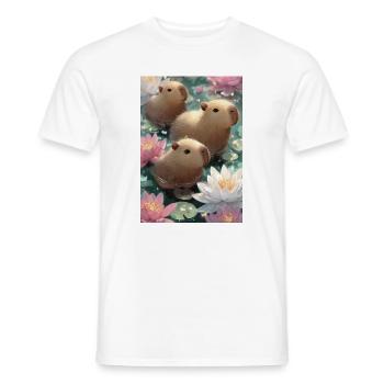 Capybaras au lotus pastel - T-shirt homme - blanc - Devant - AI Model Male 178 dark (178cm)