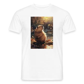 Autumn marmot in reflection - Men's T-Shirt - white - Front - AI Model Male 178 dark (178cm)